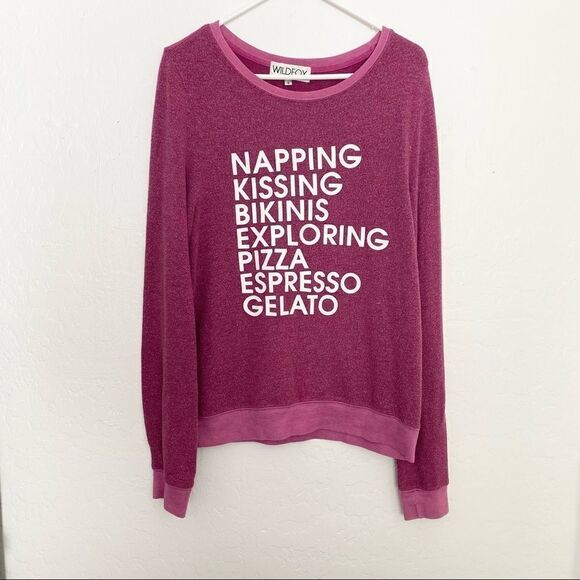 💜Wildfox Fuchsia Italy Bikini Gelato Sweatshirt S - Picture 1 of 6